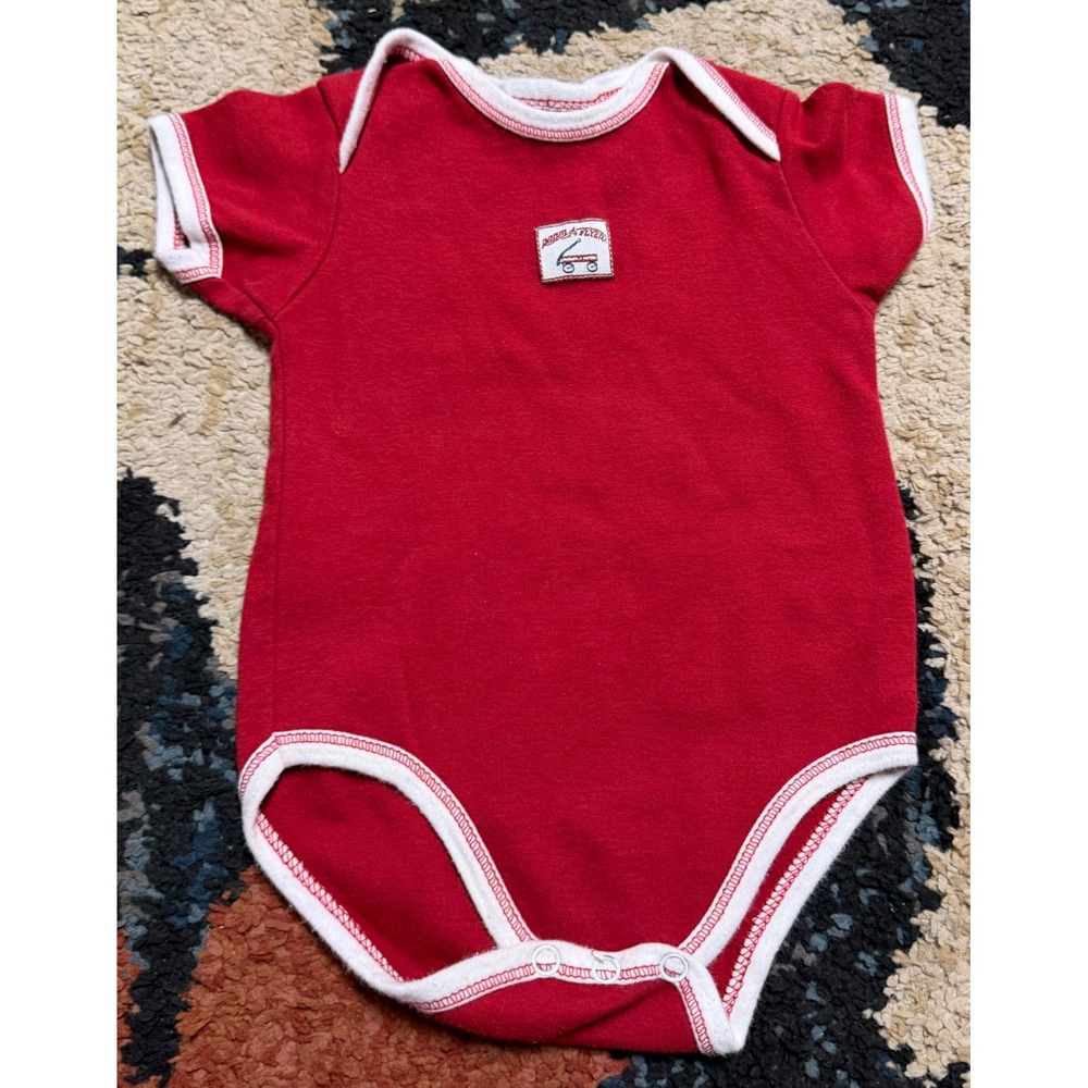 Radio Flyer Baby Bodysuit Red White Short Sleeve Cotton 6-9 Months 2006 Vintage